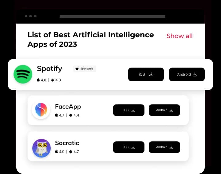 Custom product rank listing