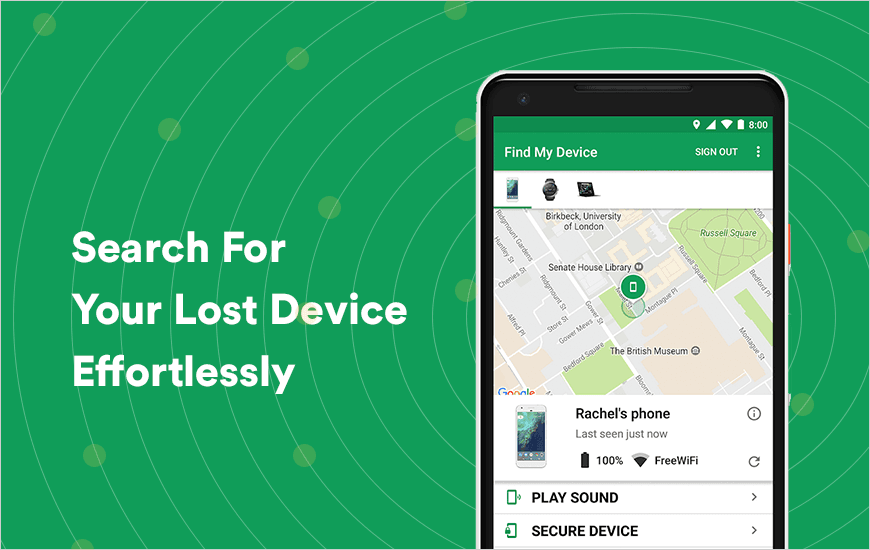 Google Find My Device Banner