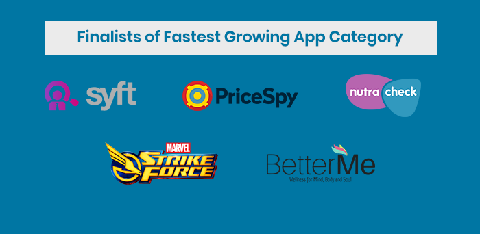 Finalists of Fastest Growing App Category