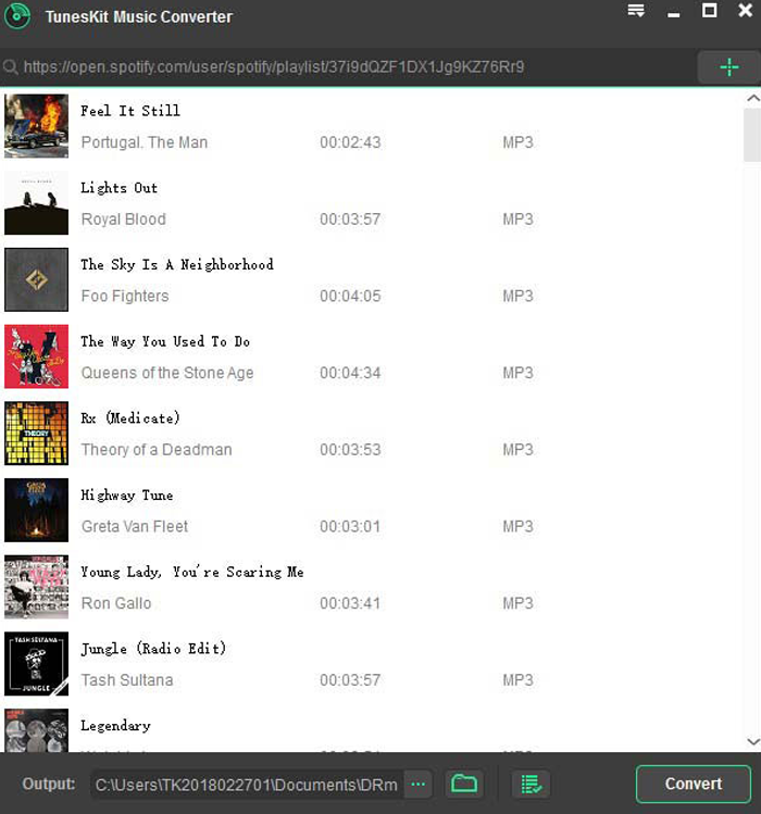 Tuneskit Spotify Music Converter screen