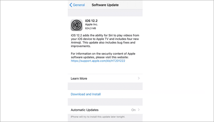 iOS 12.2 update 